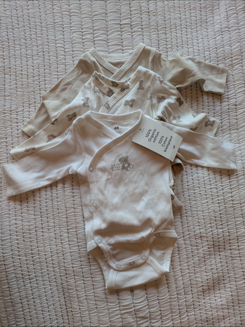 H&M Cream Baby One-Piece Bodysuit - 3 Pack